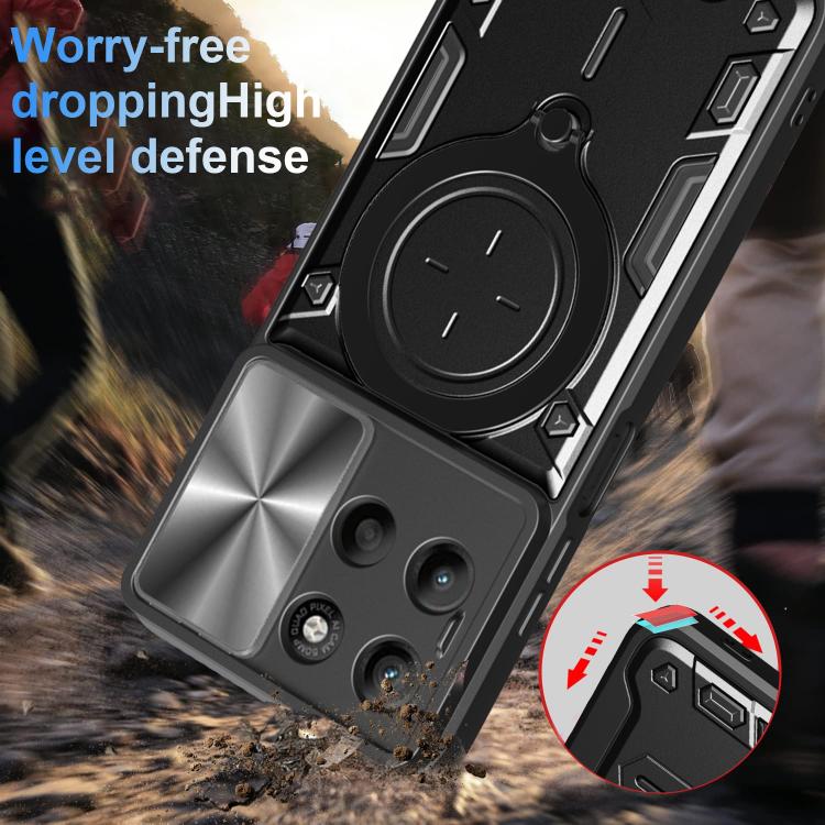 For Motorola Moto G15 CD Texture Sliding Camshield Magnetic Holder Phone Case(Black) - free shipping - PMC TechLife - Order now!