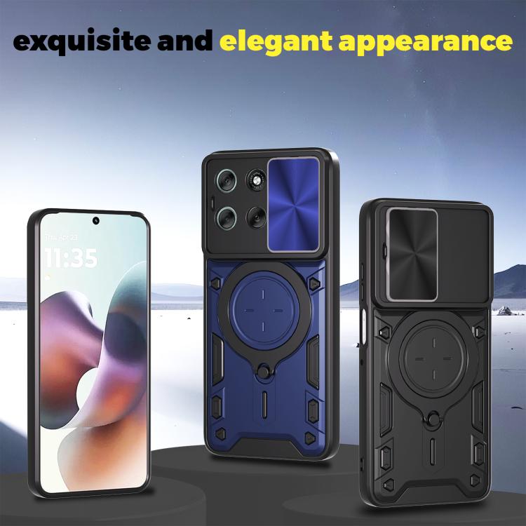 For Motorola Moto G56 5G CD Texture Sliding Camshield Magnetic Holder Phone Case(Blue) - free shipping - PMC TechLife - Order now!