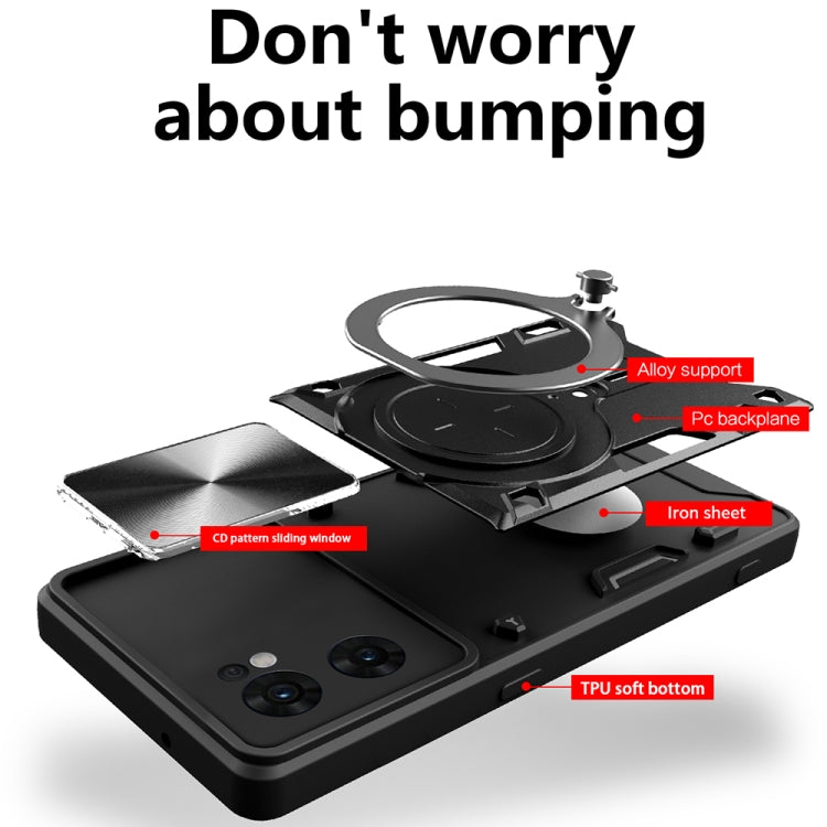 For OPPO Reno7 5G CD Texture Sliding Camshield Magnetic Holder Phone Case(Red) - free shipping - PMC TechLife - Order now!