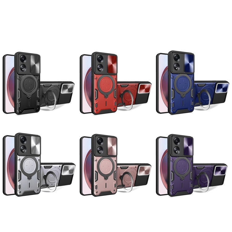 For OPPO A58 4G Global CD Texture Sliding Camshield Magnetic Holder Phone Case(Black) - free shipping - PMC TechLife - Order now!