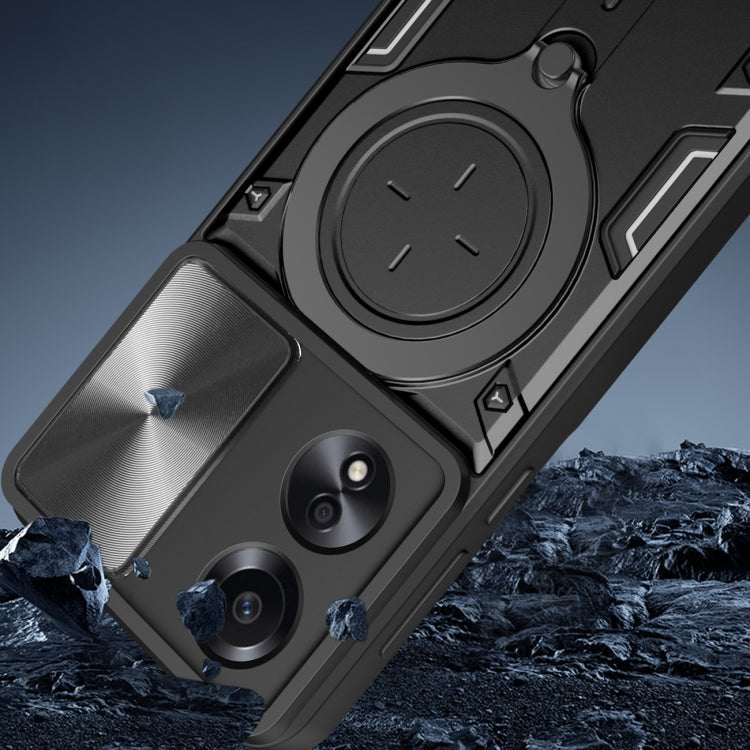 For OPPO A58 4G Global CD Texture Sliding Camshield Magnetic Holder Phone Case(Black) - free shipping - PMC TechLife - Order now!