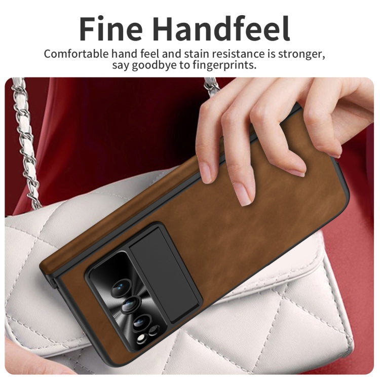For Google Pixel Fold Napa Texture All-inclusive Phone Case(Brown) - Google Cases by PMC TechLife | Online Shopping South Africa | PMC TechLife | Buy Now Pay Later Mobicred