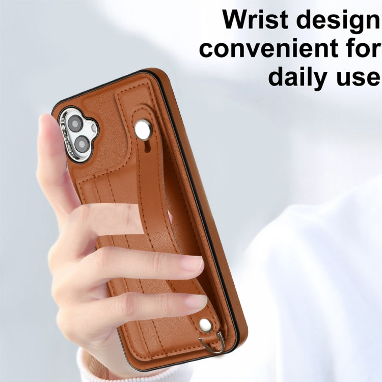 For Samsung Galaxy A04E / F04 / M04 Shockproof Leather Phone Case with Wrist Strap(Brown) - free shipping - PMC TechLife - Order now!