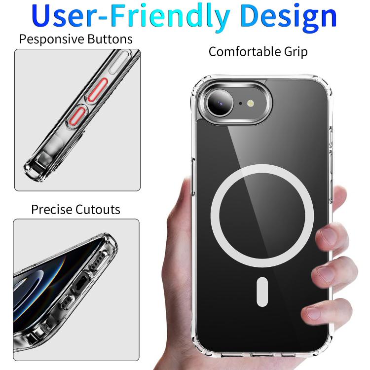 For iPhone 16e Four Corner Airbags MagSafe Magnetic Phone Case(Transparent) - iPhone 16e Cases by PMC TechLife | Online Shopping South Africa | PMC TechLife | Buy Now Pay Later Mobicred