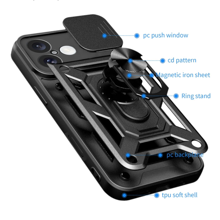 For iPhone 16 Sliding Camera Cover Design TPU+PC Phone Case(Blue) - iPhone 16 Cases by PMC TechLife | Online Shopping South Africa | PMC TechLife | Buy Now Pay Later Mobicred