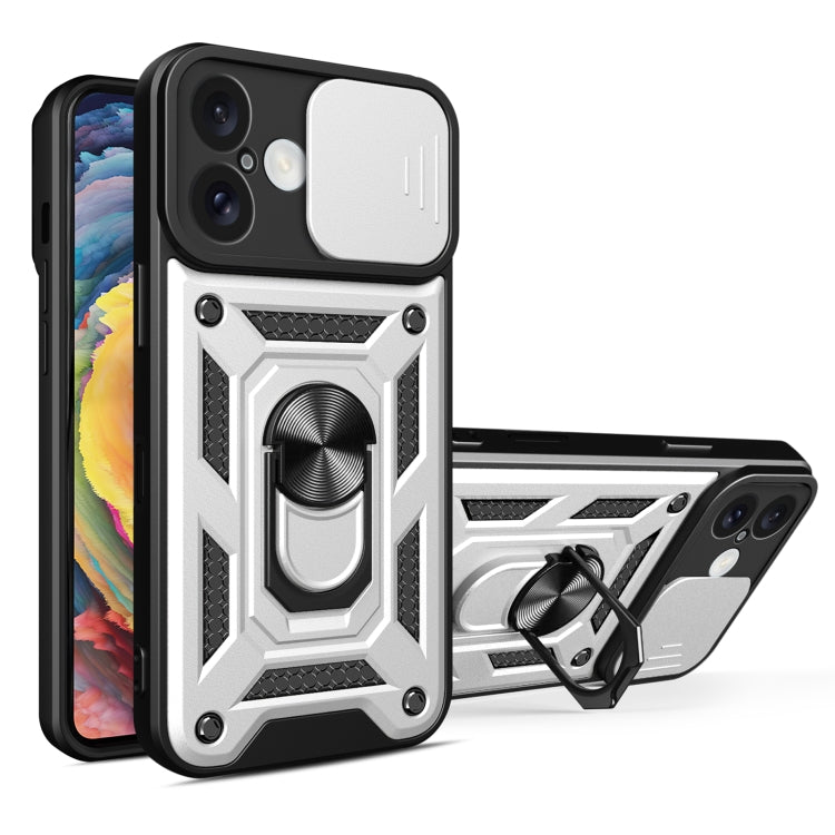 For iPhone 16 Sliding Camera Cover Design TPU+PC Phone Case(Silver) - iPhone 16 Cases by PMC TechLife | Online Shopping South Africa | PMC TechLife | Buy Now Pay Later Mobicred