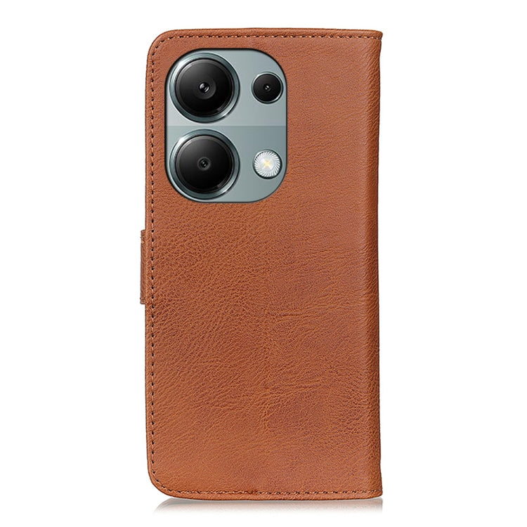 For Xiaomi Redmi Note 13 4G KHAZNEH Cowhide Texture Flip Leather Phone Case(Brown) - Note 13 Cases by PMC TechLife | Online Shopping South Africa | PMC TechLife | Buy Now Pay Later Mobicred
