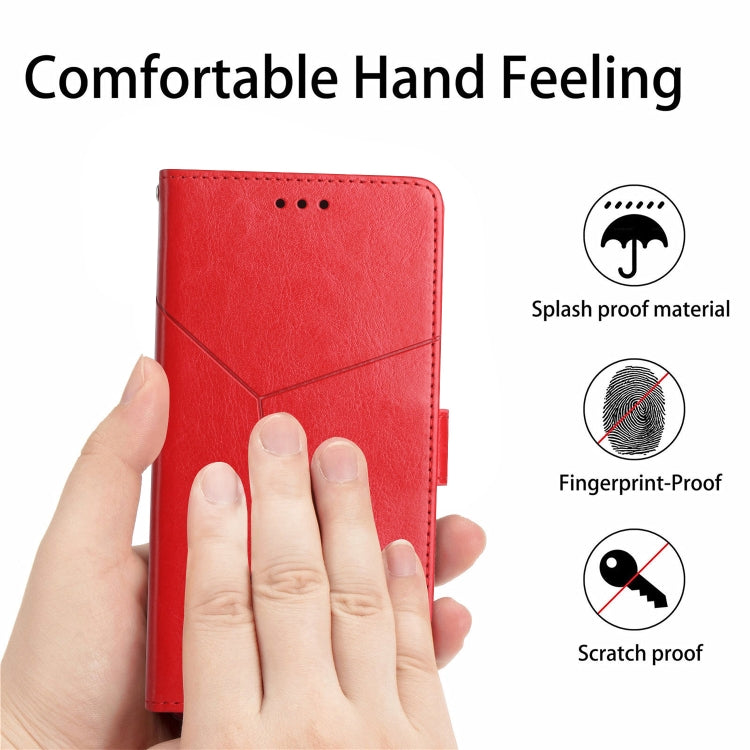 For iPhone SE 2024 HT01 Y-shaped Pattern Flip Leather Phone Case(Red) - free shipping - PMC TechLife - Order now!