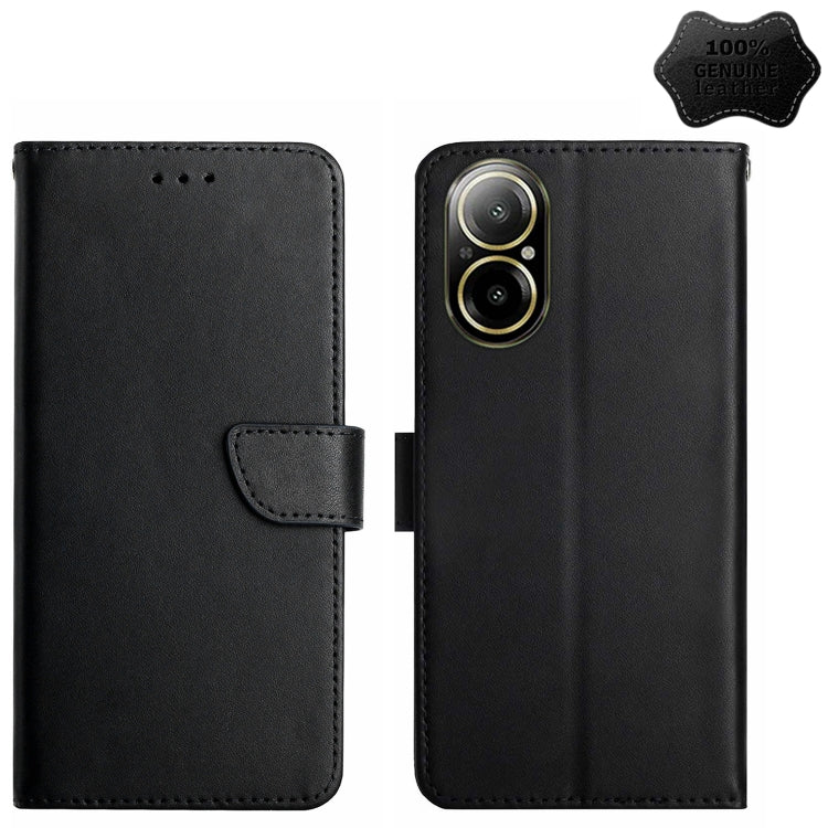 For Realme C67 4G Genuine Leather Fingerprint-proof Flip Phone Case(Black) - free shipping - PMC TechLife - Order now!