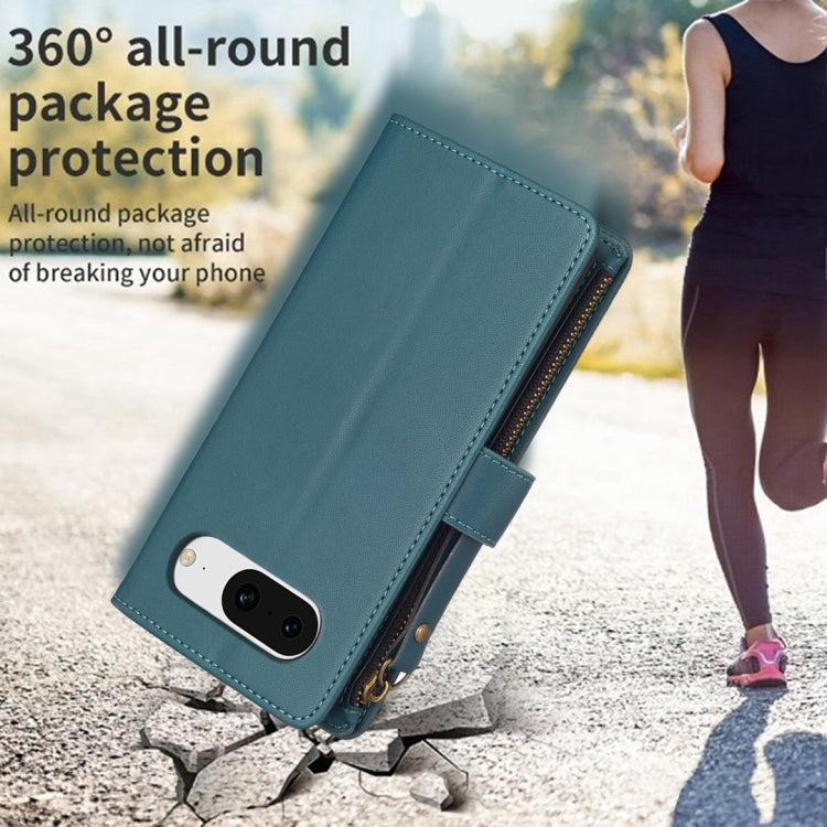 For Google Pixel 8 9 Card Slots Zipper Wallet Leather Flip Phone Case(Green) - Google Cases by PMC TechLife | Online Shopping South Africa | PMC TechLife | Buy Now Pay Later Mobicred