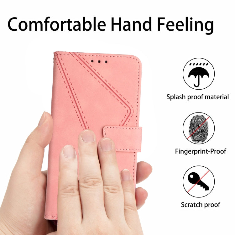 For iPhone 16 Stitching Embossed Leather Phone Case(Pink) - iPhone 16 Cases by PMC TechLife | Online Shopping South Africa | PMC TechLife | Buy Now Pay Later Mobicred