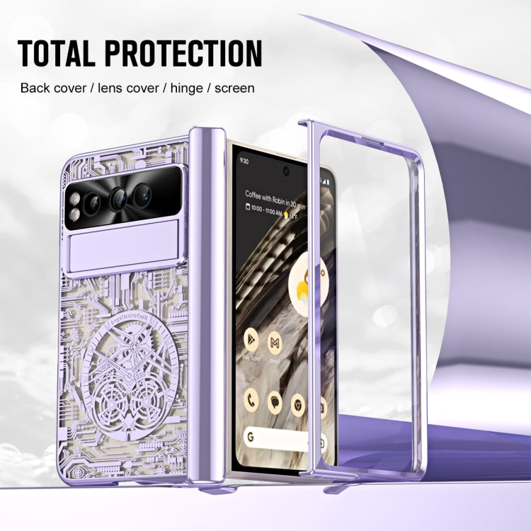 For Google Pixel Fold Mechanical Legend Integrated Electroplating All-inclusive Phone Case with Pen Slot(Purple) - Google Cases by PMC TechLife | Online Shopping South Africa | PMC TechLife | Buy Now Pay Later Mobicred