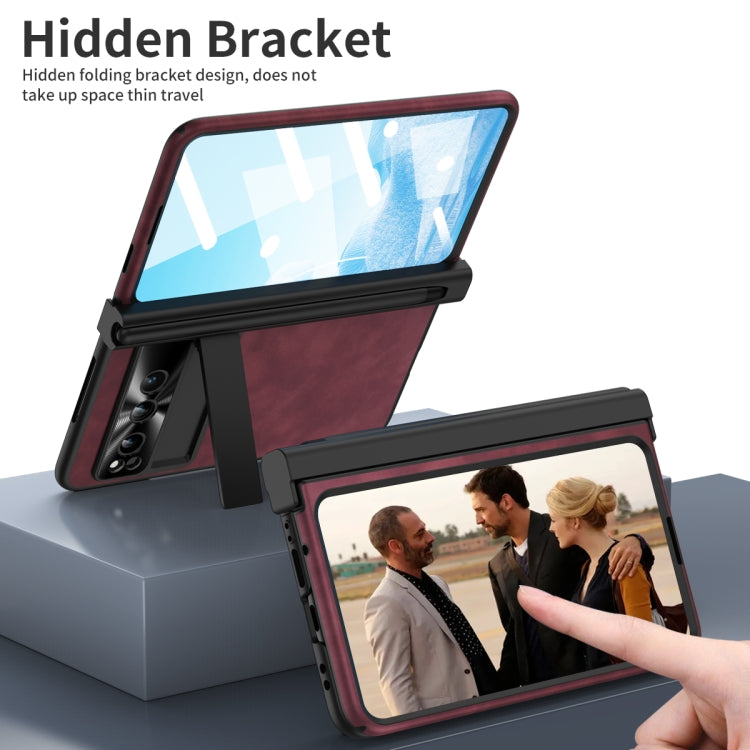 For Google Pixel Fold Integrated Napa Texture All-inclusive Phone Case with Pen Slot(Red) - Google Cases by PMC TechLife | Online Shopping South Africa | PMC TechLife | Buy Now Pay Later Mobicred