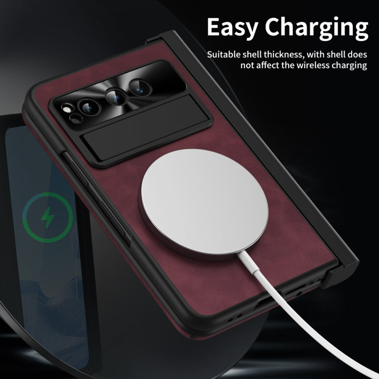 For Google Pixel Fold Integrated Napa Texture All-inclusive Phone Case with Pen Slot(Red) - Google Cases by PMC TechLife | Online Shopping South Africa | PMC TechLife | Buy Now Pay Later Mobicred