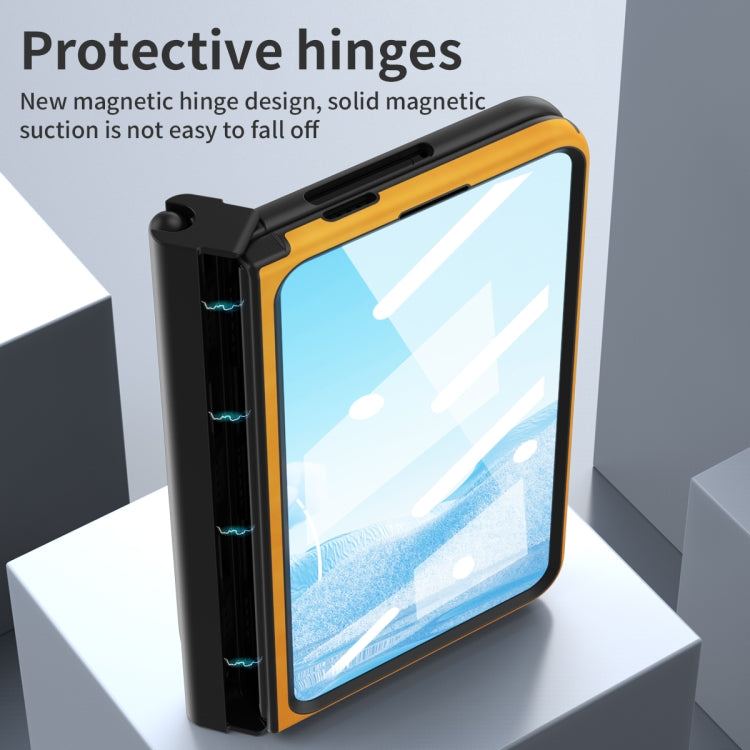 For Google Pixel Fold Integrated Napa Texture All-inclusive Phone Case with Pen Slot(Yellow) - Google Cases by PMC TechLife | Online Shopping South Africa | PMC TechLife | Buy Now Pay Later Mobicred