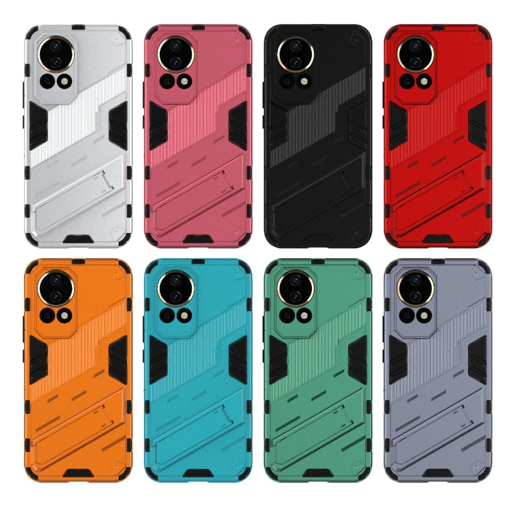 For Huawei nova 12 5G Punk Armor 2 in 1 PC + TPU Phone Case with Holder(White) - Huawei Cases by PMC TechLife | Online Shopping South Africa | PMC TechLife | Buy Now Pay Later Mobicred