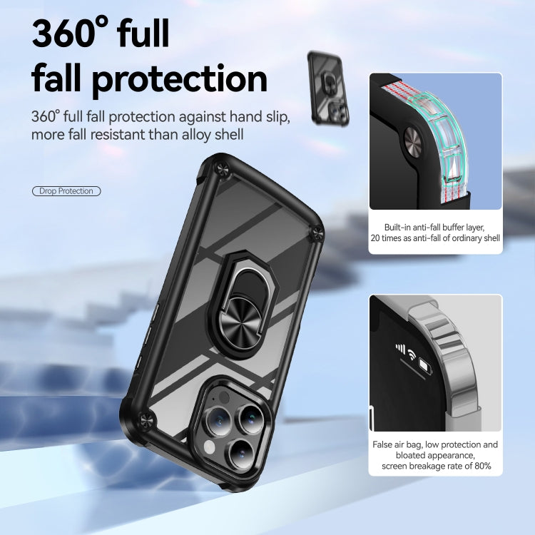 For iPhone 16 Pro Max TPU + PC Lens Protection Phone Case with Ring Holder(Black) - iPhone 16 Pro Max Cases by PMC TechLife | Online Shopping South Africa | PMC TechLife | Buy Now Pay Later Mobicred