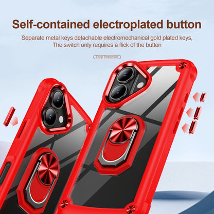 For iPhone 16 TPU + PC Lens Protection Phone Case with Ring Holder(Red) - iPhone 16 Cases by PMC Jewellery | Online Shopping South Africa | PMC Jewellery | Buy Now Pay Later Mobicred