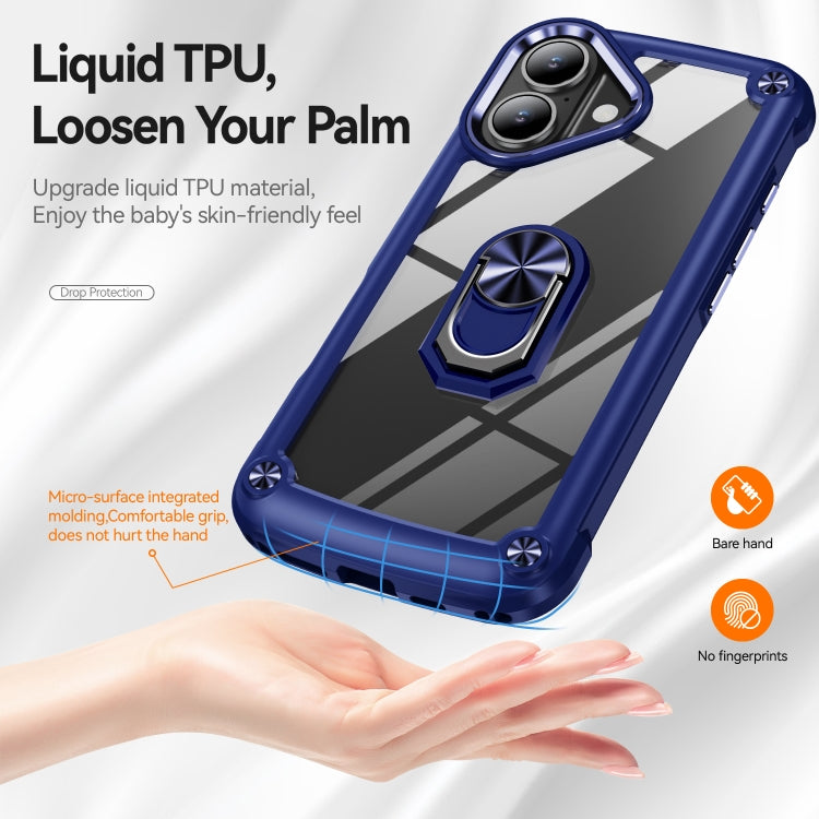 For iPhone 16 TPU + PC Lens Protection Phone Case with Ring Holder(Blue) - iPhone 16 Cases by PMC Jewellery | Online Shopping South Africa | PMC Jewellery | Buy Now Pay Later Mobicred