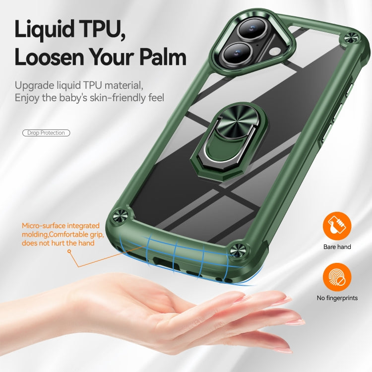 For iPhone 16 TPU + PC Lens Protection Phone Case with Ring Holder(Green) - iPhone 16 Cases by PMC Jewellery | Online Shopping South Africa | PMC Jewellery | Buy Now Pay Later Mobicred