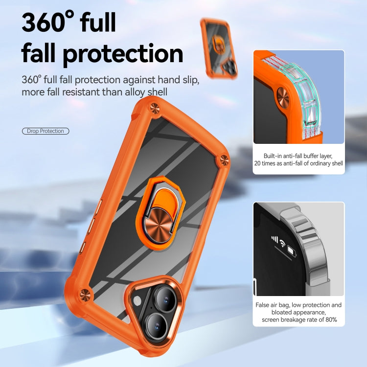 For iPhone 16 TPU + PC Lens Protection Phone Case with Ring Holder(Orange) - iPhone 16 Cases by PMC Jewellery | Online Shopping South Africa | PMC Jewellery | Buy Now Pay Later Mobicred