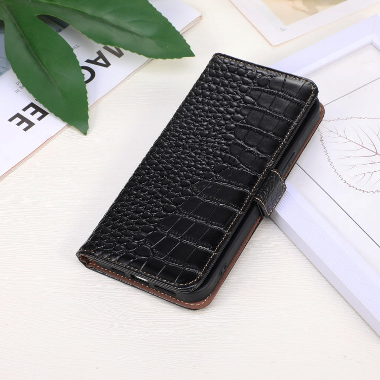 For iPhone 16 Pro Max Crocodile Top Layer Cowhide Leather Phone Case(Black) - iPhone 16 Pro Max Cases by PMC TechLife | Online Shopping South Africa | PMC TechLife | Buy Now Pay Later Mobicred
