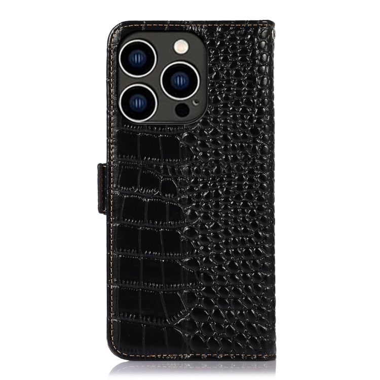 For iPhone 16 Pro Max Crocodile Top Layer Cowhide Leather Phone Case(Black) - iPhone 16 Pro Max Cases by PMC TechLife | Online Shopping South Africa | PMC TechLife | Buy Now Pay Later Mobicred