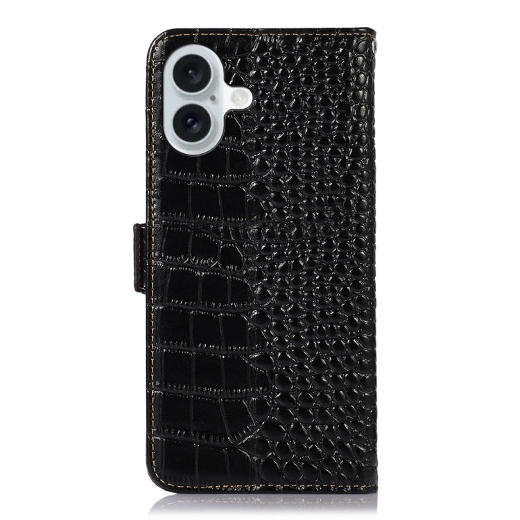 For iPhone 16 Crocodile Top Layer Cowhide Leather Phone Case(Black) - iPhone 16 Cases by PMC Jewellery | Online Shopping South Africa | PMC Jewellery | Buy Now Pay Later Mobicred