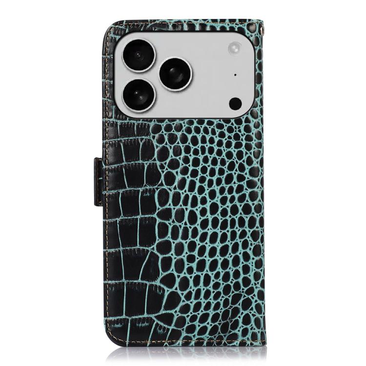 For iPhone 17 Pro Max Crocodile Top Layer Cowhide Leather Phone Case(Green) - free shipping - PMc TechLife - Order now!