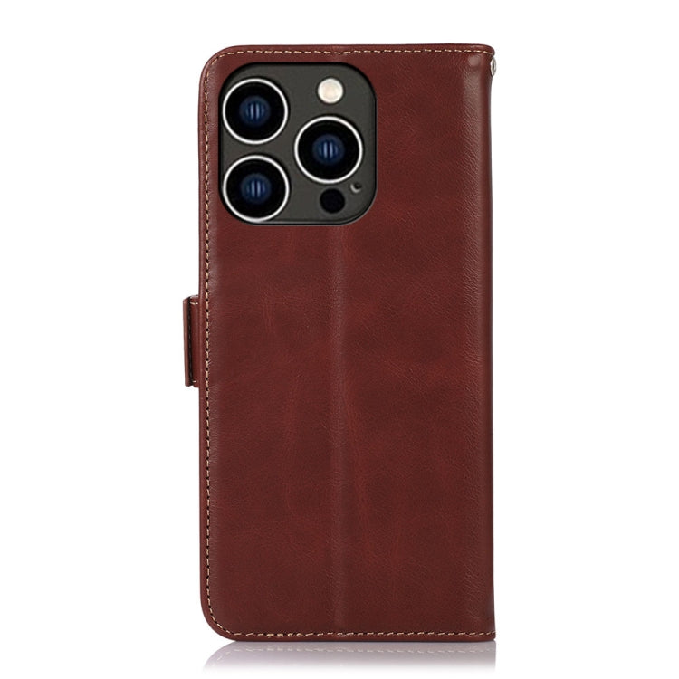 For iPhone 16 Pro Crazy Horse Top Layer Cowhide Leather Phone Case(Brown) - iPhone 16 Pro Cases by PMC TechLife | Online Shopping South Africa | PMC TechLife | Buy Now Pay Later Mobicred