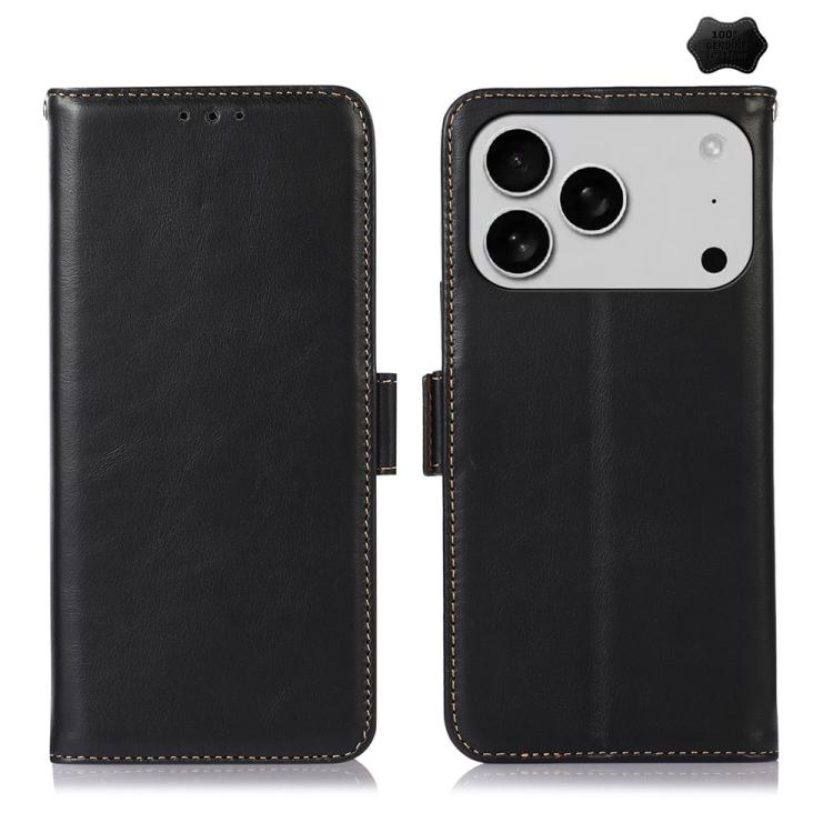 For iPhone 17 Pro Max Crazy Horse Top Layer Cowhide Leather Phone Case(Black) - free shipping - PMc TechLife - Order now!