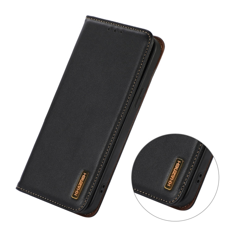 For iPhone 16 Plus KHAZNEH Nappa Top Layer Cowhide Leather Phone Case(Black) - iPhone 16 Plus Cases by PMC TechLife | Online Shopping South Africa | PMC TechLife | Buy Now Pay Later Mobicred
