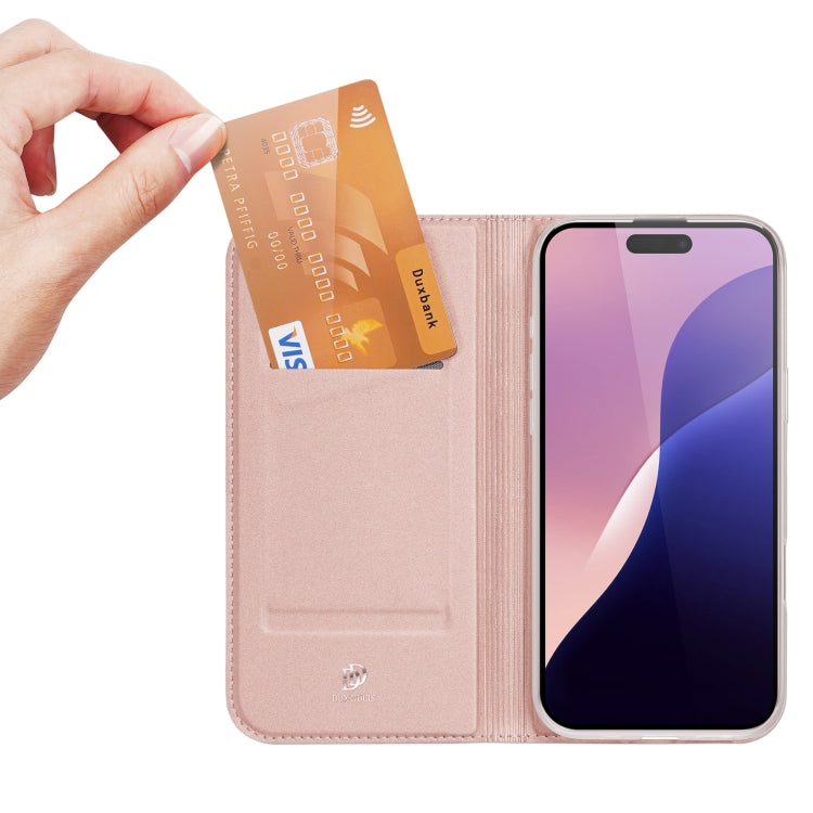 For iPhone 16 Pro Max DUX DUCIS Skin Pro Series Flip Leather Phone Case(Rose Gold) - iPhone 16 Pro Max Cases by DUX DUCIS | Online Shopping South Africa | PMC Jewellery | Buy Now Pay Later Mobicred