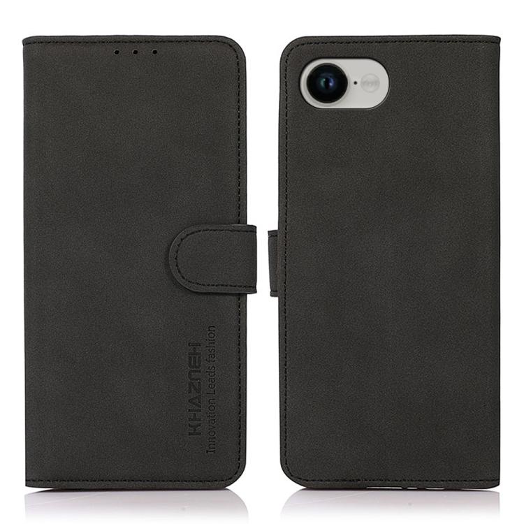For iPhone 16e KHAZNEH Matte Texture Leather Phone Case(Black) - iPhone 16e Cases by PMC TechLife | Online Shopping South Africa | PMC TechLife | Buy Now Pay Later Mobicred