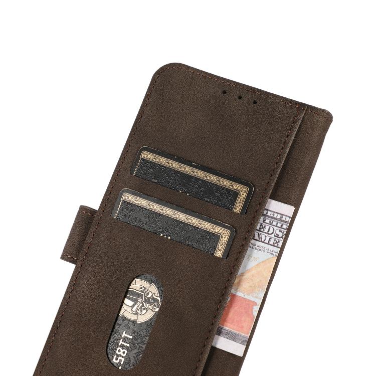 For iPhone 16e KHAZNEH Matte Texture Leather Phone Case(Brown) - iPhone 16e Cases by PMC TechLife | Online Shopping South Africa | PMC TechLife | Buy Now Pay Later Mobicred