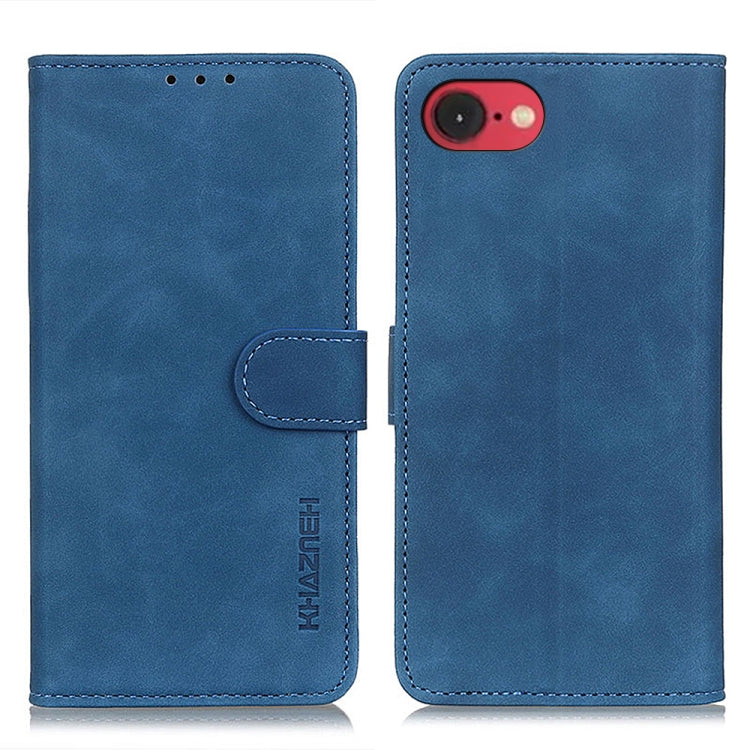 For iPhone 16e KHAZNEH Retro Texture Leather Phone Case(Blue) - iPhone 16e Cases by PMC TechLife | Online Shopping South Africa | PMC TechLife | Buy Now Pay Later Mobicred