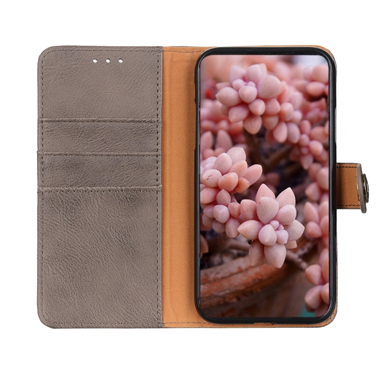 For iPhone 16 Pro KHAZNEH Cowhide Texture Horizontal Flip Leather Phone Case(Khaki) - iPhone 16 Pro Cases by PMC TechLife | Online Shopping South Africa | PMC TechLife | Buy Now Pay Later Mobicred