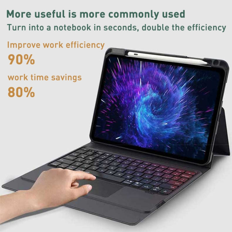 For iPad 10th Gen 10.9 2022 Integrated Bluetooth Keyboard Leather Case with Backlight & Touchpad(Black) - Universal by PMC Jewellery | Online Shopping South Africa | PMC Jewellery | Buy Now Pay Later Mobicred