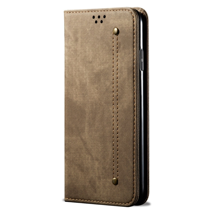 For Xiaomi Redmi Note 12S Denim Texture Flip Leather Phone Case(Khaki) - Xiaomi Cases by PMC TechLife | Online Shopping South Africa | PMC TechLife | Buy Now Pay Later Mobicred