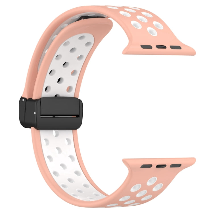 For Apple Watch SE 2023 40mm Magnetic Buckle Silicone Watch Band(Pink White) - Watch Bands by PMC Jewellery | Online Shopping South Africa | PMC Jewellery