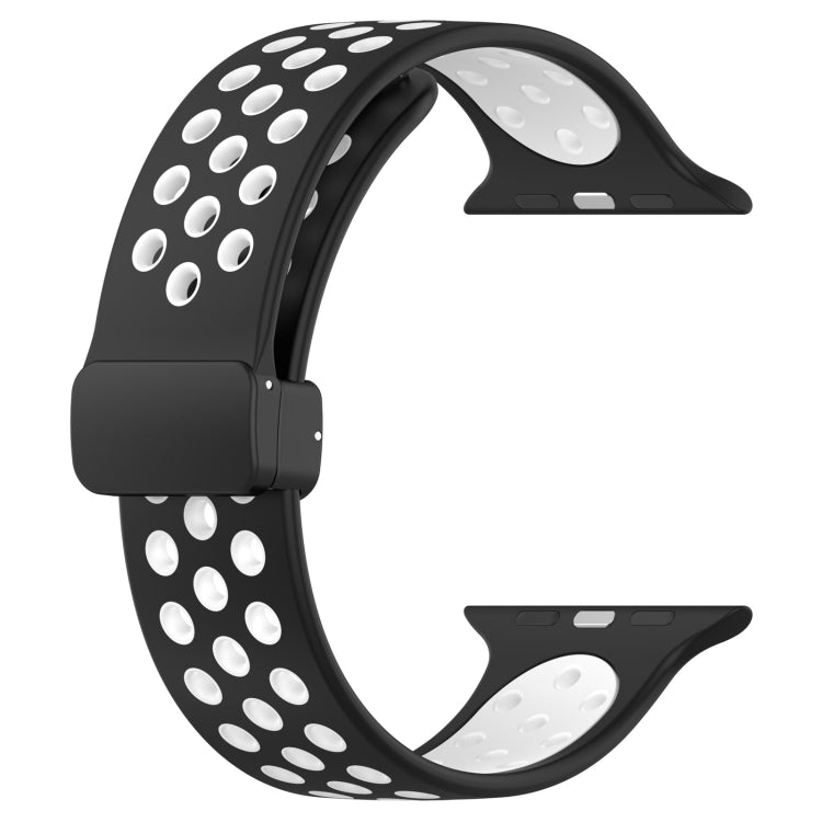 For Apple Watch SE 2023 40mm Magnetic Buckle Silicone Watch Band(Black White) - Watch Bands by PMC Jewellery | Online Shopping South Africa | PMC Jewellery