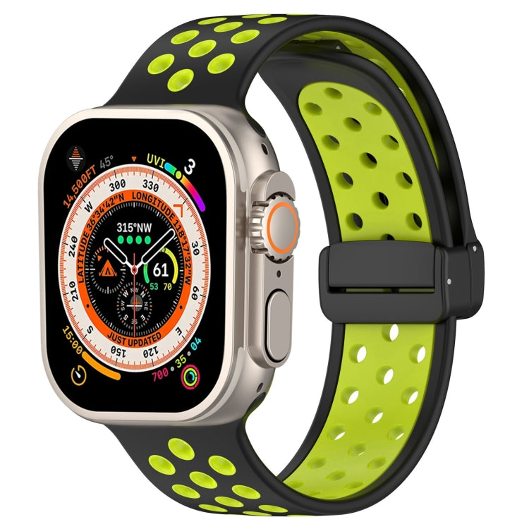 For Apple Watch SE 2023 40mm Magnetic Buckle Silicone Watch Band(Black Limes) - Watch Bands by PMC Jewellery | Online Shopping South Africa | PMC Jewellery