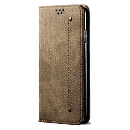 For Honor X6A Denim Texture Flip Leather Phone Case(Khaki) - Honor Cases by PMC Jewellery | Online Shopping South Africa | PMC Jewellery | Buy Now Pay Later Mobicred