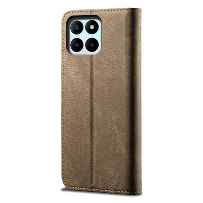 For Honor X6A Denim Texture Flip Leather Phone Case(Khaki) - Honor Cases by PMC Jewellery | Online Shopping South Africa | PMC Jewellery | Buy Now Pay Later Mobicred