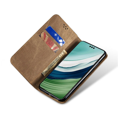 For Honor X6A Denim Texture Flip Leather Phone Case(Khaki) - Honor Cases by PMC Jewellery | Online Shopping South Africa | PMC Jewellery | Buy Now Pay Later Mobicred