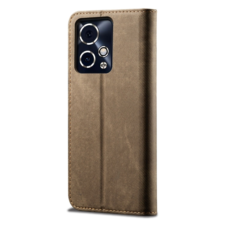 For Honor 90 GT Denim Texture Flip Leather Phone Case(Khaki) - Honor Cases by PMC TechLife | Online Shopping South Africa | PMC TechLife | Buy Now Pay Later Mobicred