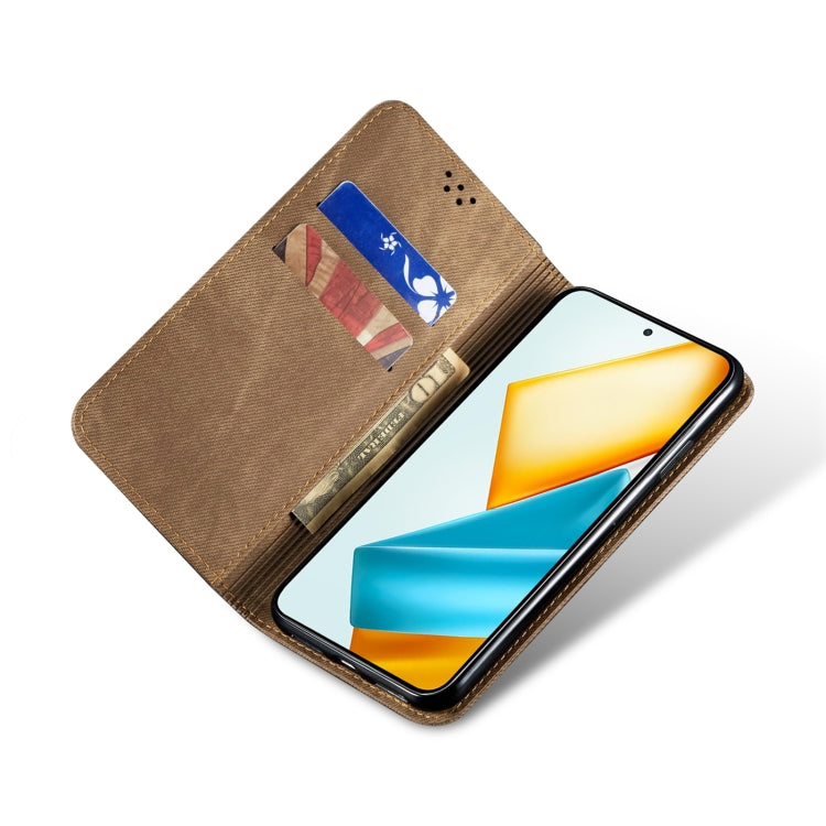 For Honor 90 GT Denim Texture Flip Leather Phone Case(Khaki) - Honor Cases by PMC TechLife | Online Shopping South Africa | PMC TechLife | Buy Now Pay Later Mobicred