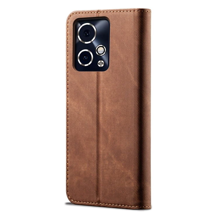 For Honor 90 GT Denim Texture Flip Leather Phone Case(Brown) - Honor Cases by PMC Jewellery | Online Shopping South Africa | PMC Jewellery | Buy Now Pay Later Mobicred