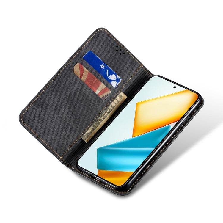 For Honor 90 GT Denim Texture Flip Leather Phone Case(Black) - Honor Cases by PMC TechLife | Online Shopping South Africa | PMC TechLife | Buy Now Pay Later Mobicred