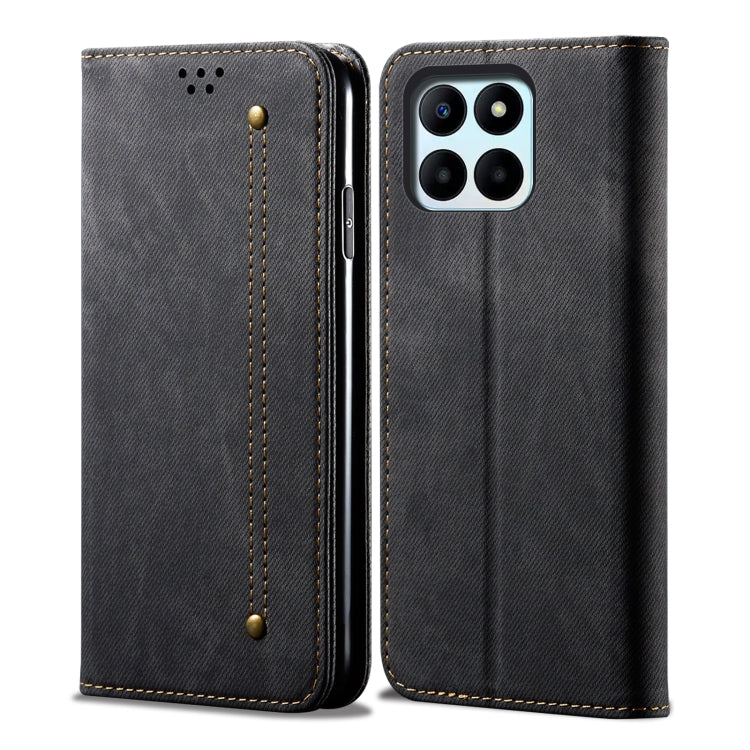 For Honor X8b 4G Global Denim Texture Flip Leather Phone Case(Black) - Honor Cases by PMC Jewellery | Online Shopping South Africa | PMC Jewellery | Buy Now Pay Later Mobicred